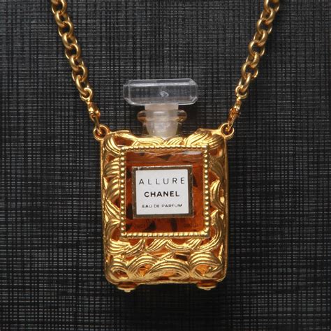 vintage chanel perfume bottle necklace|tiny perfume bottle necklace.